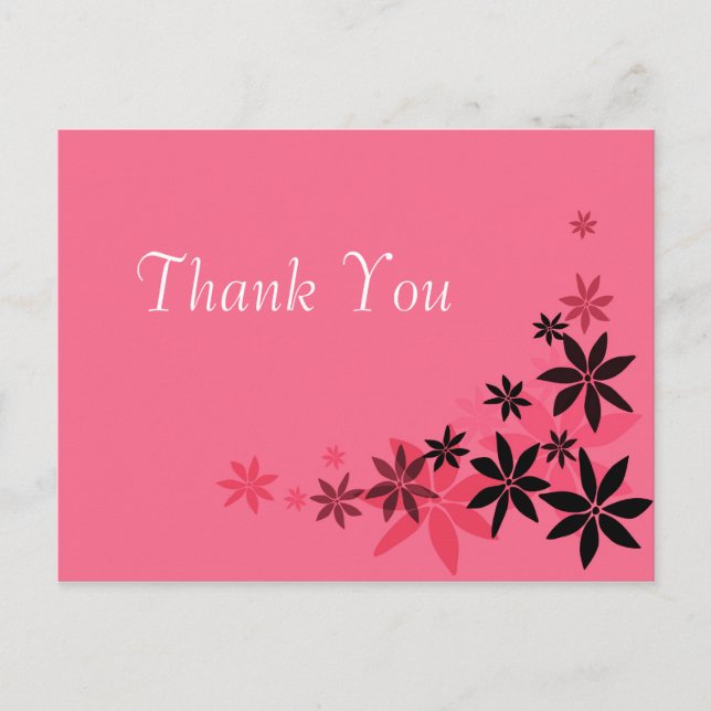 Elégant mariage rose floral merci carte postale. (Devant)