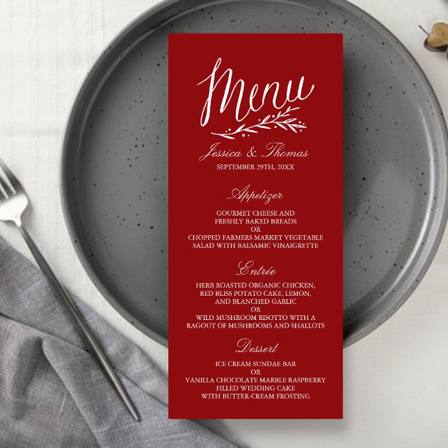 Élégant Mariage Rouge Et Blanc Modèles Menu (Créateur téléchargé)