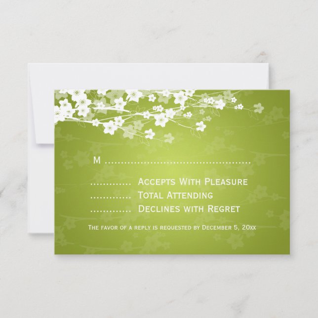 Elégant mariage RSVP Cerise Blossom Lime Vert (Devant)