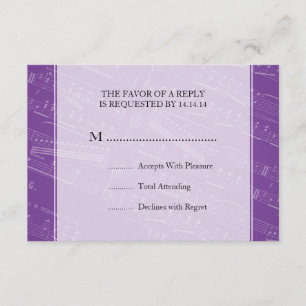 Élégant mariage RSVP feuille musique violet