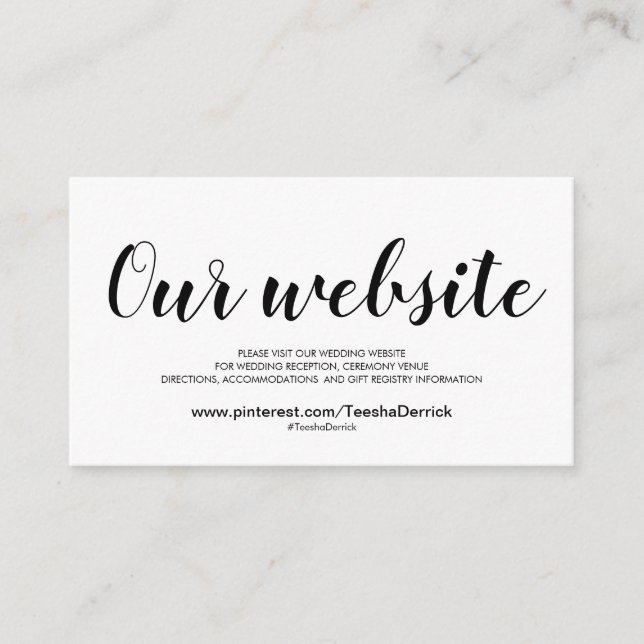 Élégant Mariage Site Web Détails Carte de boîtier (Devant)