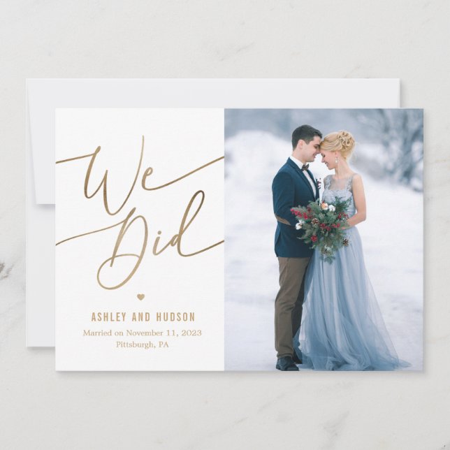 Élégant Mariage tactile Faire-part Elopement (Devant)