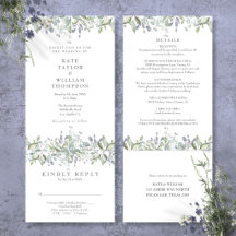 Élégant Mariage Vert dans une Seule Invitation
