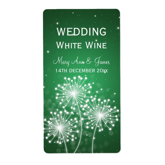 Élégant Mariage Vin Étiquette Émeraude Écran Étinc (Devant)