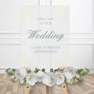 Elégant Mariage Vintage de cadre jaune Bienvenue