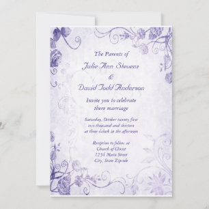 Élégant Mariage Vintage Purple Invitation