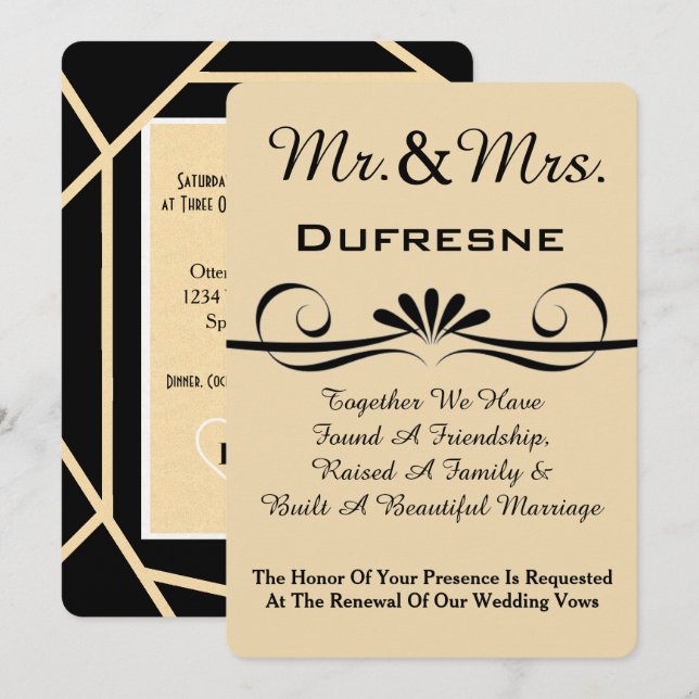Elégant Mariage Vow Renouvellement Invitation (Devant / Derrière)