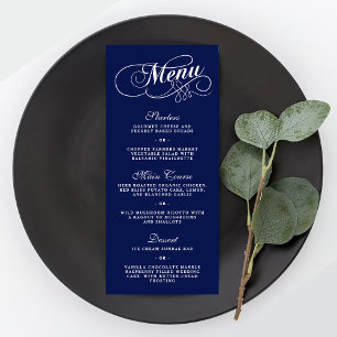Elégant Marine Bleu Et Blanc Mariage Menu Modèles