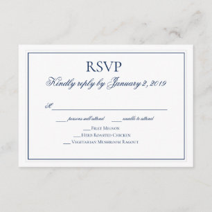 Elégant Marine bleu et blanc mariage RSVP