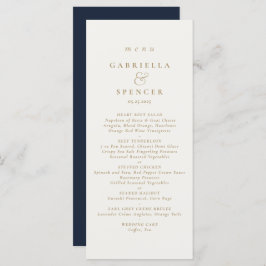 Elegant Marine Blue Cream Menu Mariage