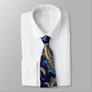 Elegant Marine Blue & Gold Cravate - Classic