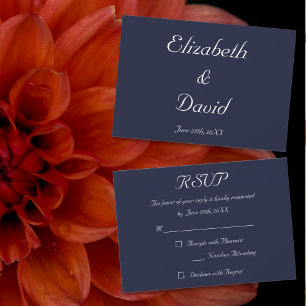 Elegant Marine Blue Wedding RSVP Invitation Card