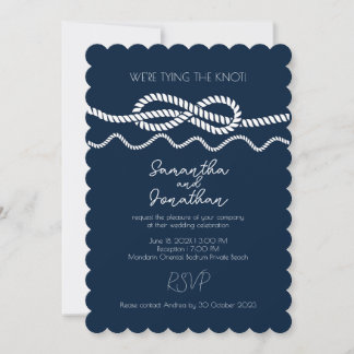 Elégant Marine Sailor Plage Mariage Invitation