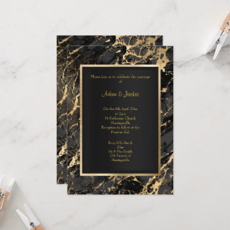 ELEGANT MARmor SCHWARZ GOLD METALLIC HOCHZEIT Einladung