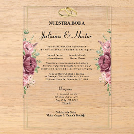 Elegant Maroon and Gold Floral Wedding Acryleinladungen