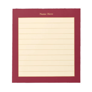 Elegant Maroon Frame Lined Notizblock