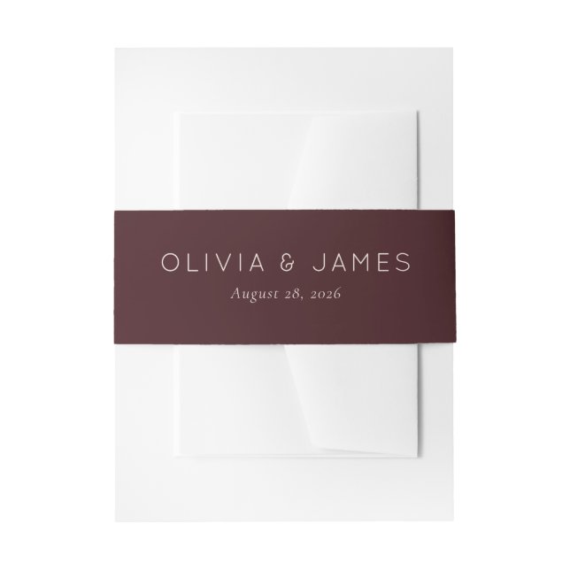 Elegant Maroon Minimalist Names Einladungsbanderole (Vorderseite Beispiel)