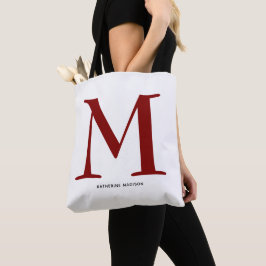 Elegant Maroon Monogram Name Tasche