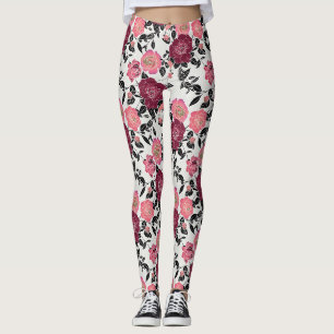 Elegant Maroon Pink Burgund Rose Blume Leggings