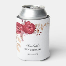 Elegant Maroon Rose Blumengrün Geburtstag Dosenkühler