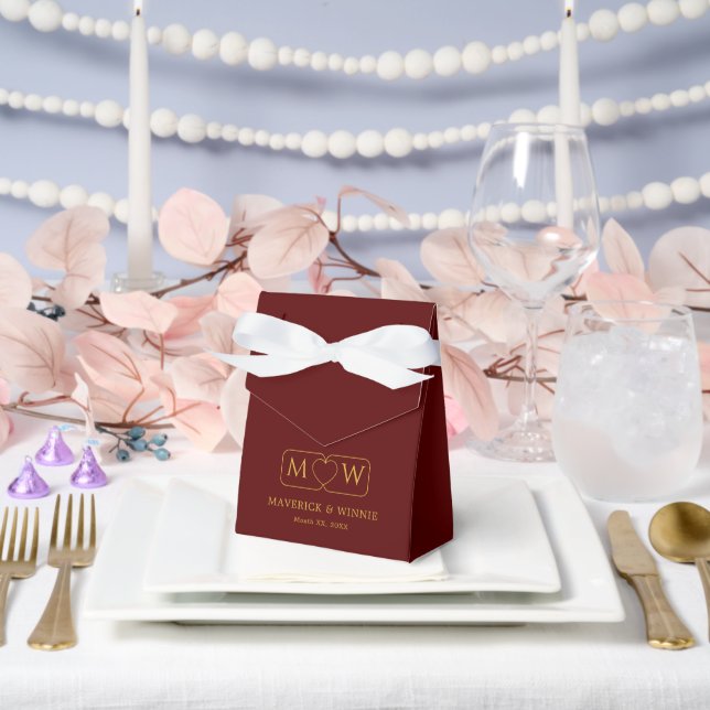 Elegant Maroon Tent Favor Box for Weddings Geschenkschachtel (Hochzeit)