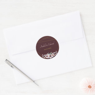 Elegant Marsala Blush Anemone Blume Hochzeit Runder Aufkleber