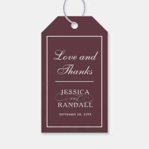 Elegant Marsala Burgundy Red Gastgeschenk Hochzeit Geschenkanhänger