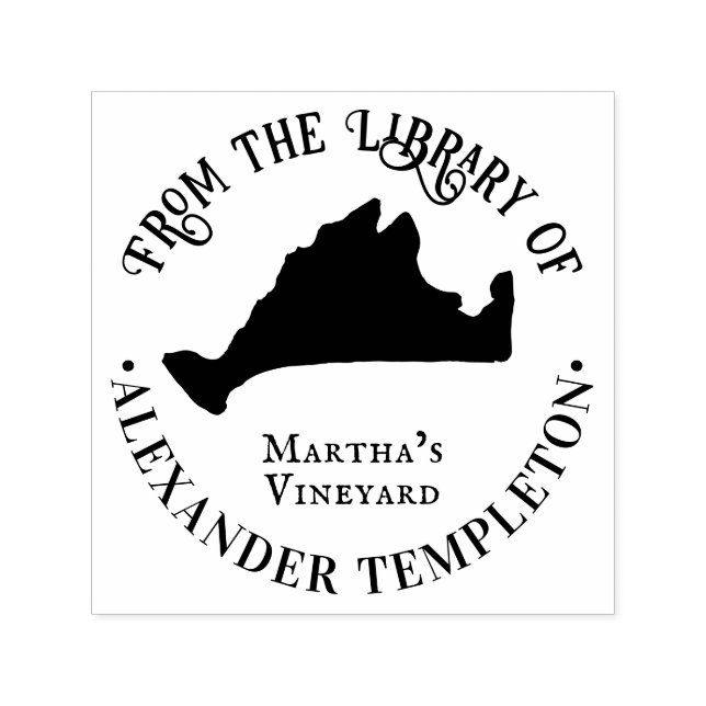Elegant Martha's Vineyard Map OL Library Book Name Permastempel (Design)
