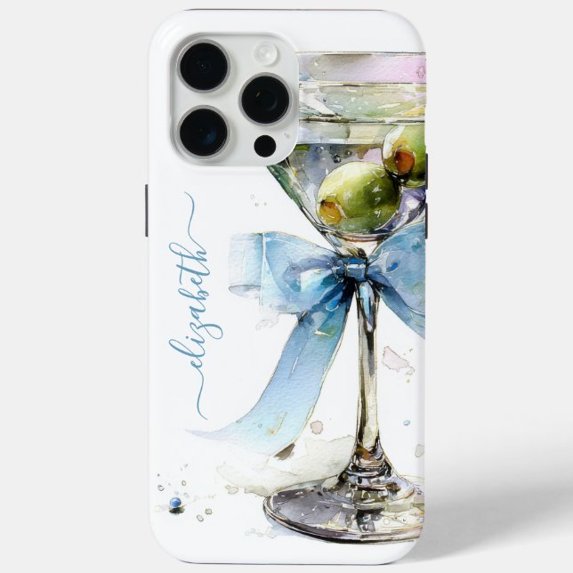 Elegant Martini Monogrammed Case-Mate iPhone Hülle (Rückseite)