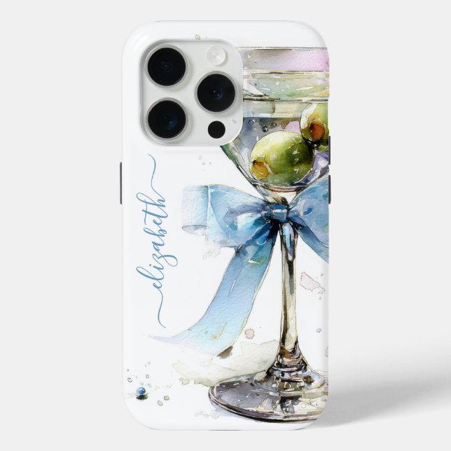 Elegant Martini Monogrammed Case-Mate iPhone Hülle (Rückseite)