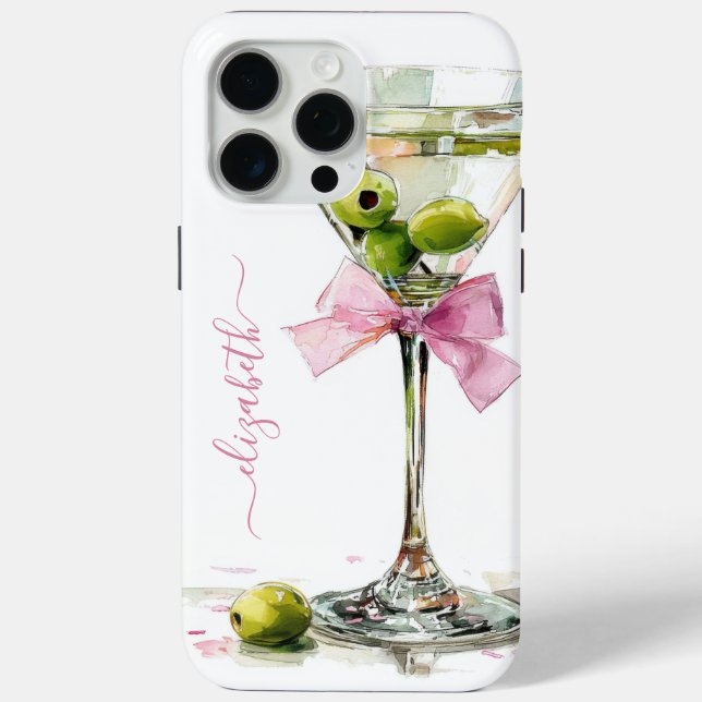 Elegant Martini Monogrammed Case-Mate iPhone Hülle (Rückseite)