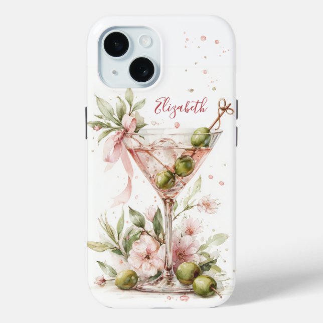 Elegant Martini Monogrammed Case-Mate iPhone Hülle (Rückseite)