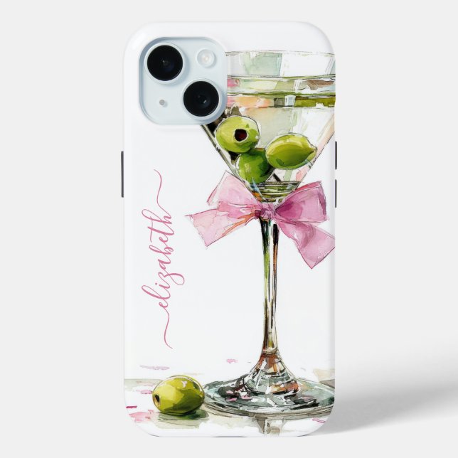 Elegant Martini Monogrammed Case-Mate iPhone Hülle (Rückseite)