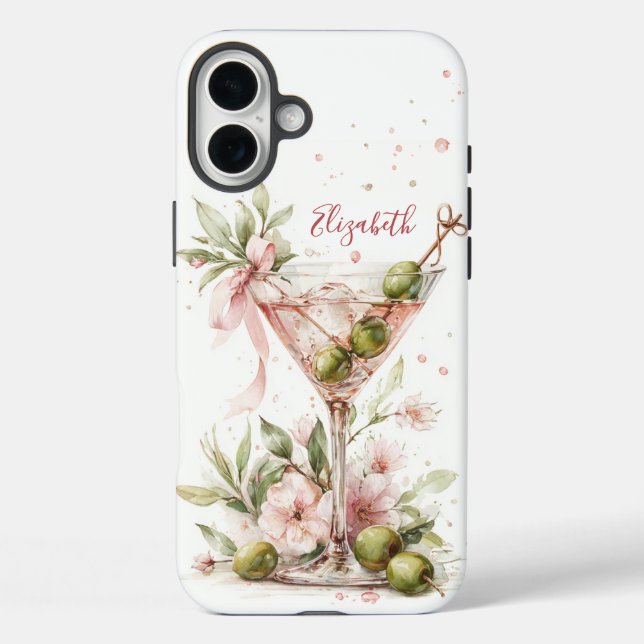 Elegant Martini Monogrammed iPhone 16 Plus Hülle (Rückseite)