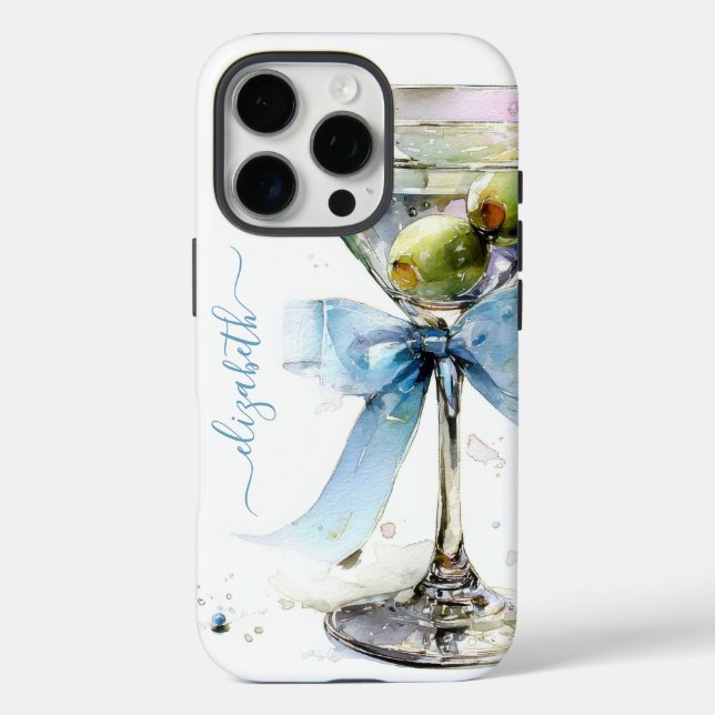 Elegant Martini Monogrammed iPhone 16 Pro Hülle (Rückseite)