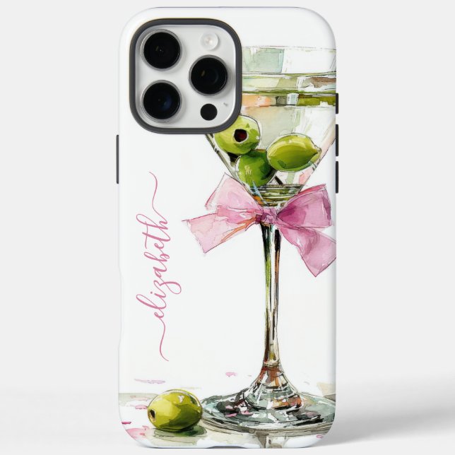 Elegant Martini Monogrammed iPhone 16 Pro Max Hülle (Rückseite)
