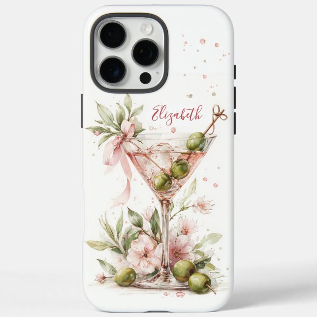 Elegant Martini Monogrammed iPhone 16 Pro Max Hülle (Rückseite)