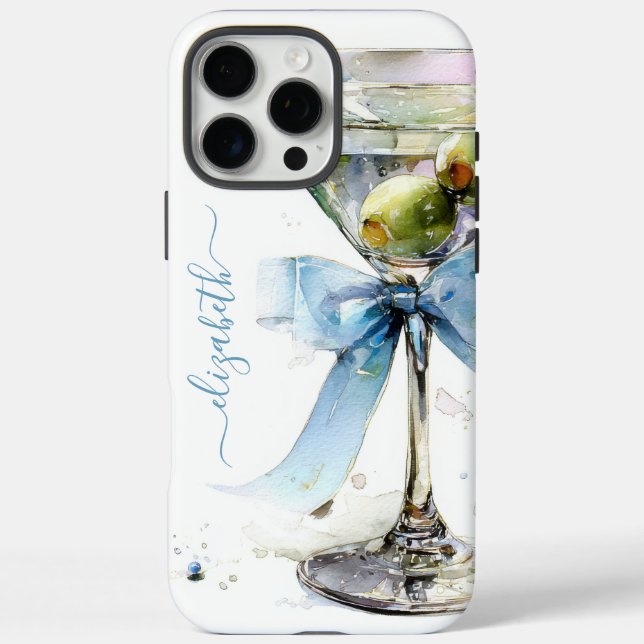 Elegant Martini Monogrammed iPhone 16 Pro Max Hülle (Rückseite)