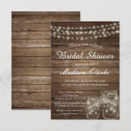 Elegant Mason Jar Rustic Wood Brautparty Card Einladung