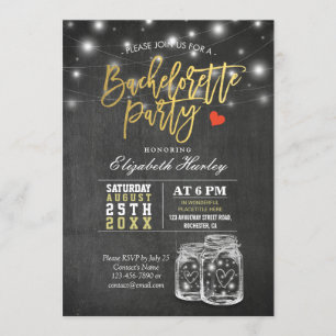Elegant Mason Jar String Lights Junggeselinnen-Abs Einladung