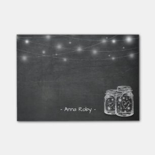 Elegant Mason Jar Vintag String Lights Chalkboard Post-it Klebezettel