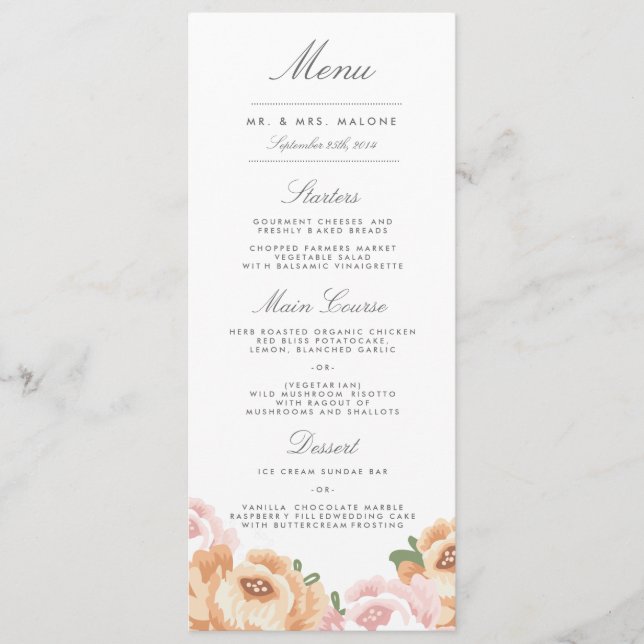 Elegant Mason Jar Wedding Menu Menükarte (Vorderseite)