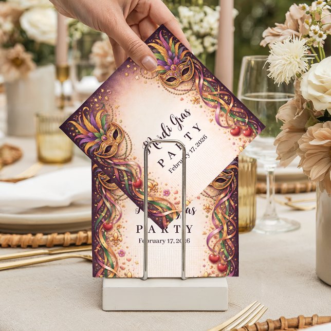 Elegant Masquerade Hearts Mardi Gras Serviette (Von Creator hochgeladen)