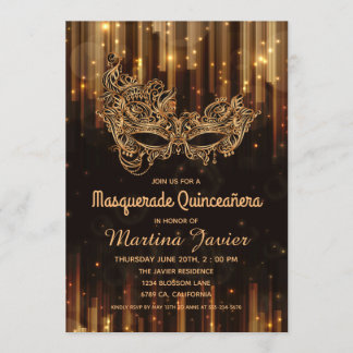 Elegant Masquerade Quinceañera 15. Geburtstag Einladung
