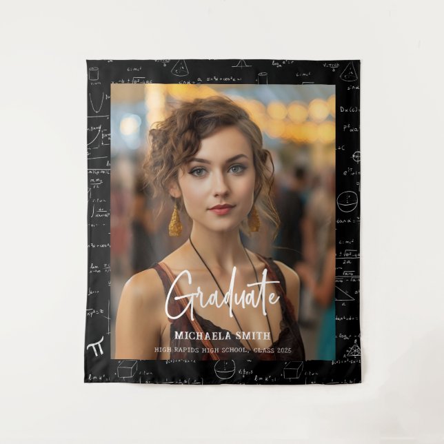 Elegant Math Handgeschriebenes Skript-Foto-Abschlu Wandteppich (Vorderseite)