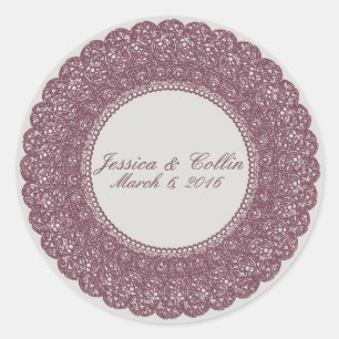 Élégant mauve & dentelle grise autocollant personn