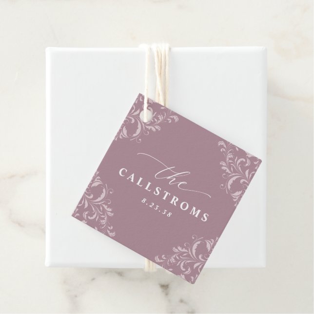 Elegant Mauve Dusty Rose Wedding Classy Gefallen T Geschenkanhänger (Beispiel)