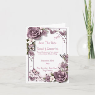 Elégant Mauve Frame Modèle Faire-part de mariage