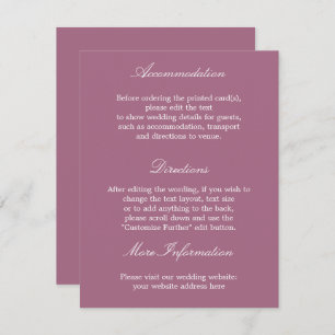 Elegant Mauve Mariage - Carte Détails