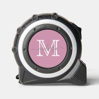 Elegant Mauve Minimaler Name und Monogramm Maßband